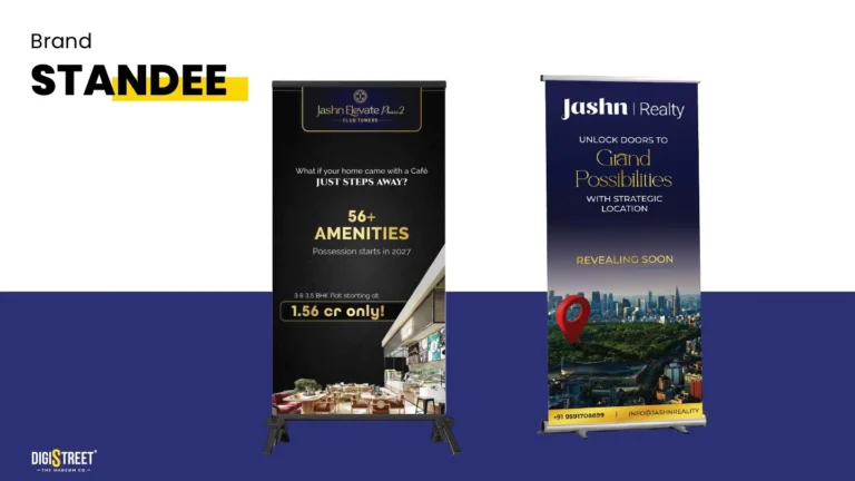 Jashn: property launch standees — retail communication portfolio