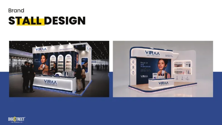 Viraa Professionals: beauty exhibition stall variation — event communication portfolio