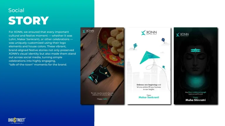 Xonn: festive financial brand stories — social media creative portfolio