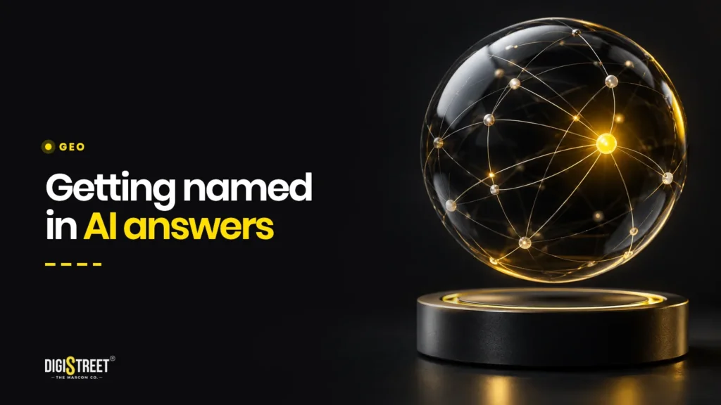 Getting named in AI answers: DigiStreet Media blog cover