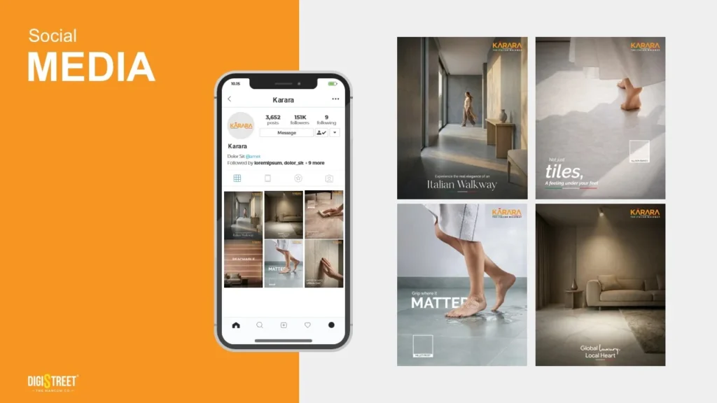 Social media visual identity and content design for Karara, a home decor brand