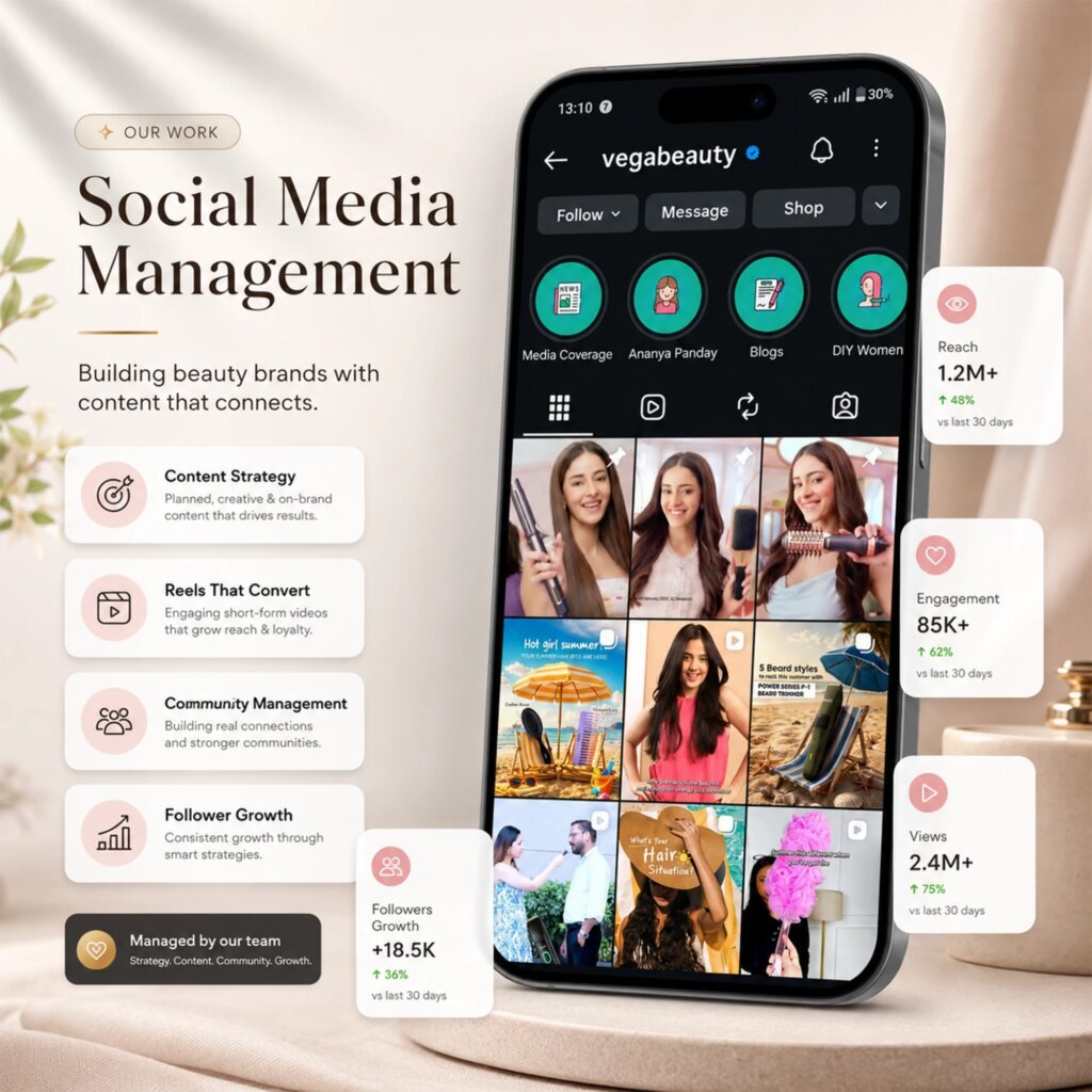 Vega Beauty Instagram feed managed by DigiStreet Media