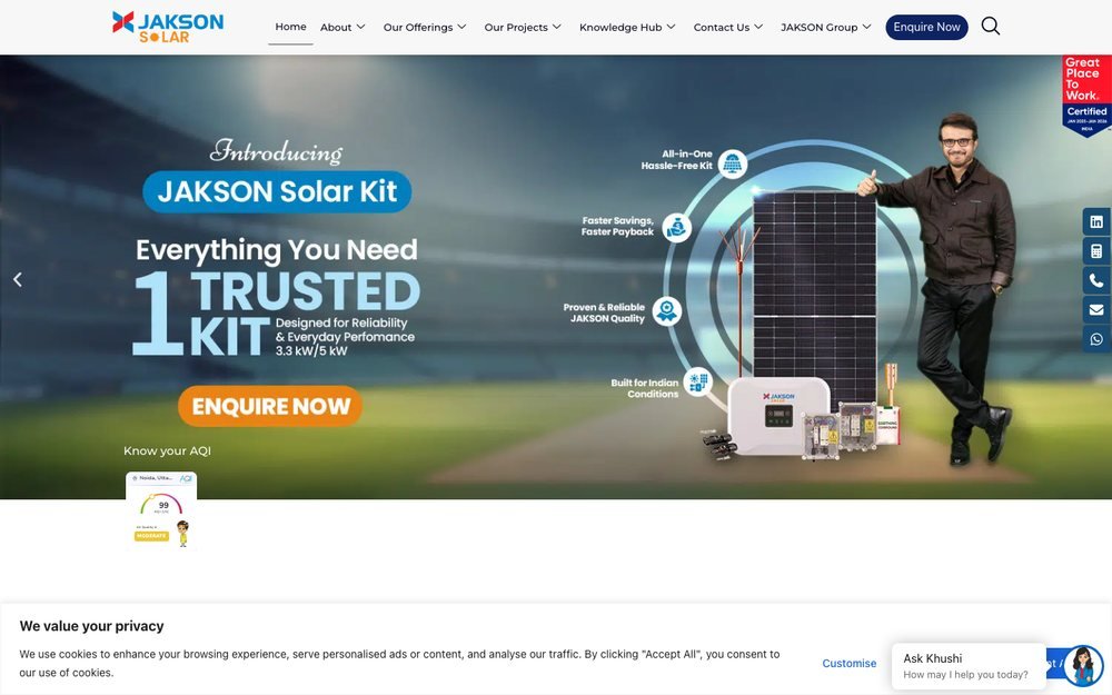 Jakson Solar panel manufacturer website designed on WordPress by DigiStreet Media