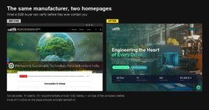 B2B website before and after redesign - SPR Auto Technologies homepage comparison by DigiStreet Media