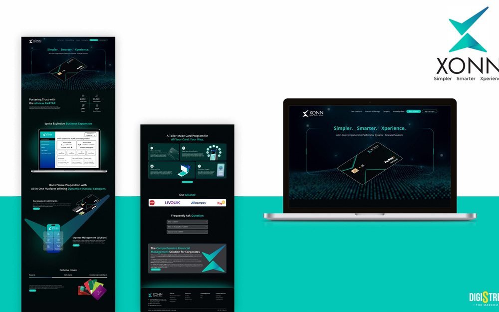 XONN fintech website design by DigiStreet Media