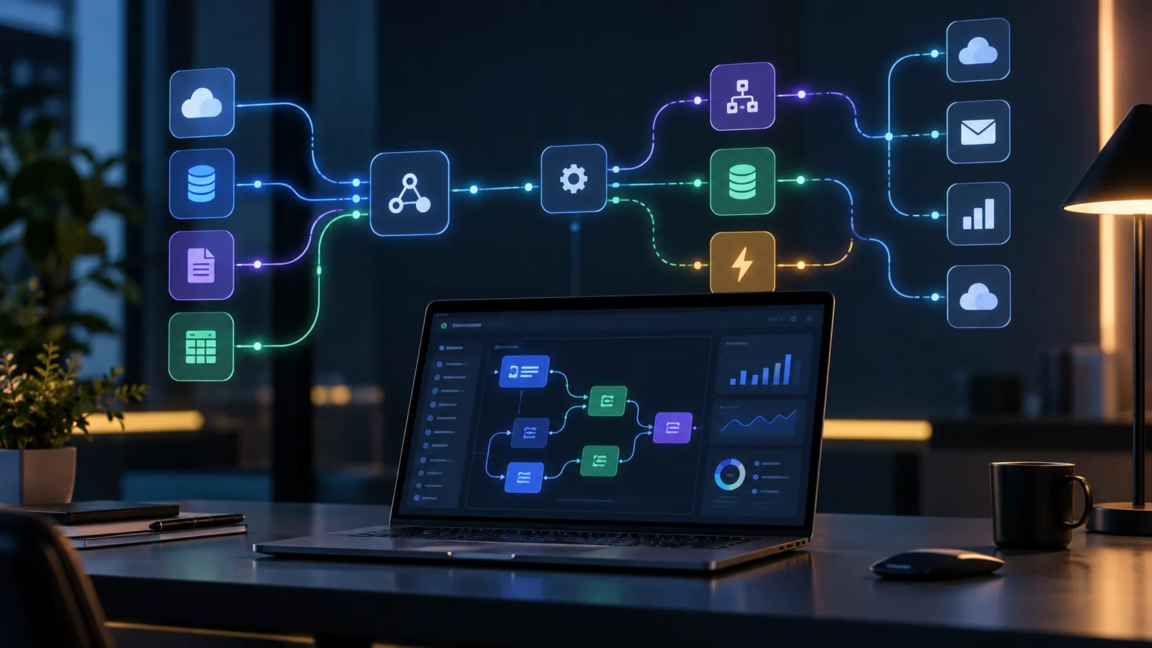 2D animation for tech companies visualizing SaaS workflows and data flows