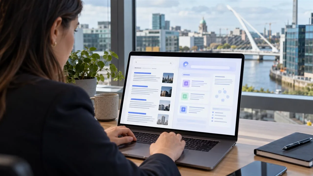 B2B buyer in Ireland researching technology vendors through search and AI tools