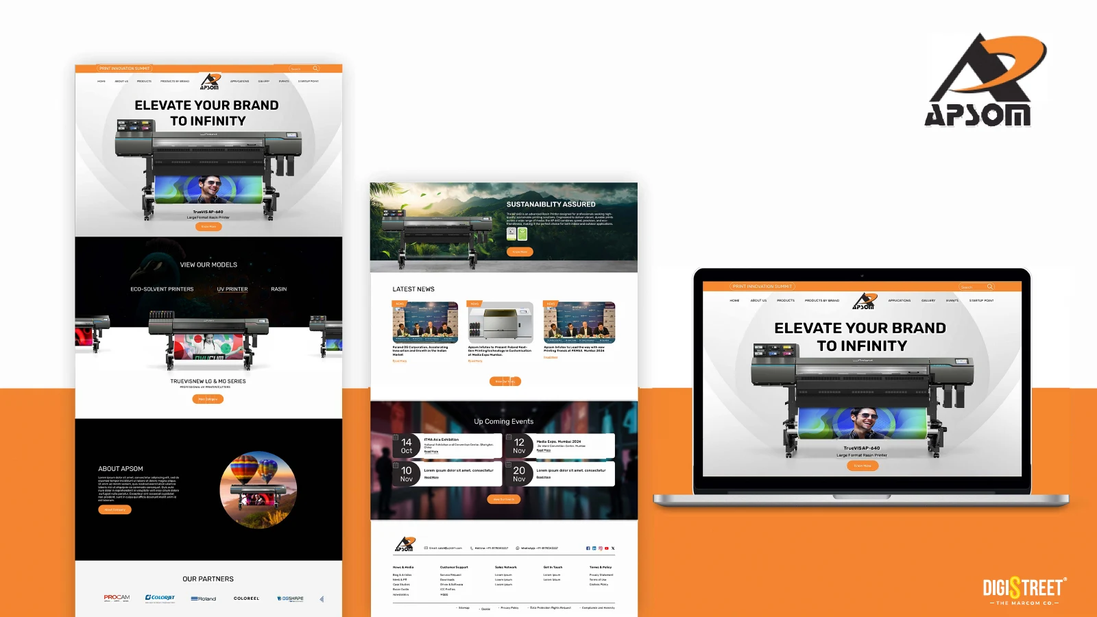 Apsom Infotex — Industrial printing and product-led website presentation from DigiStreet Media's real work portfolio