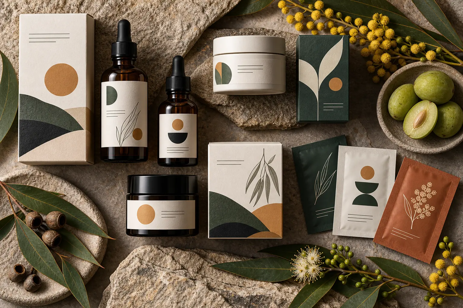 Concept branding and packaging system for an Australian native botanicals skincare range