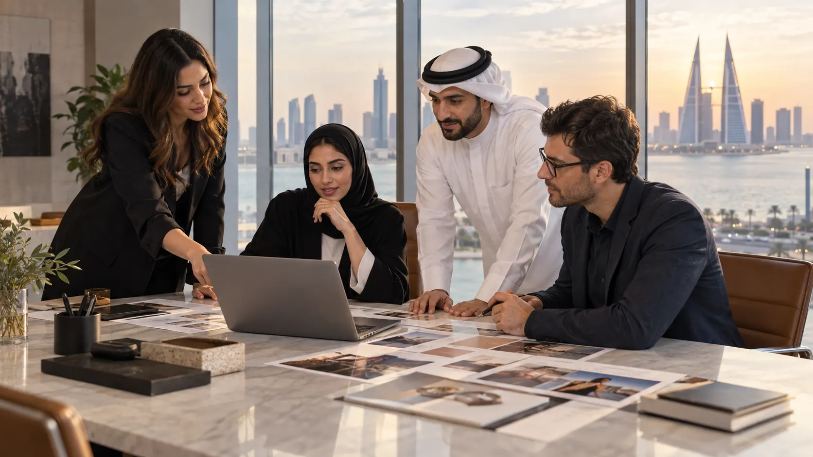 Bahrain digital marketing strategy team collaborating in a Manama office
