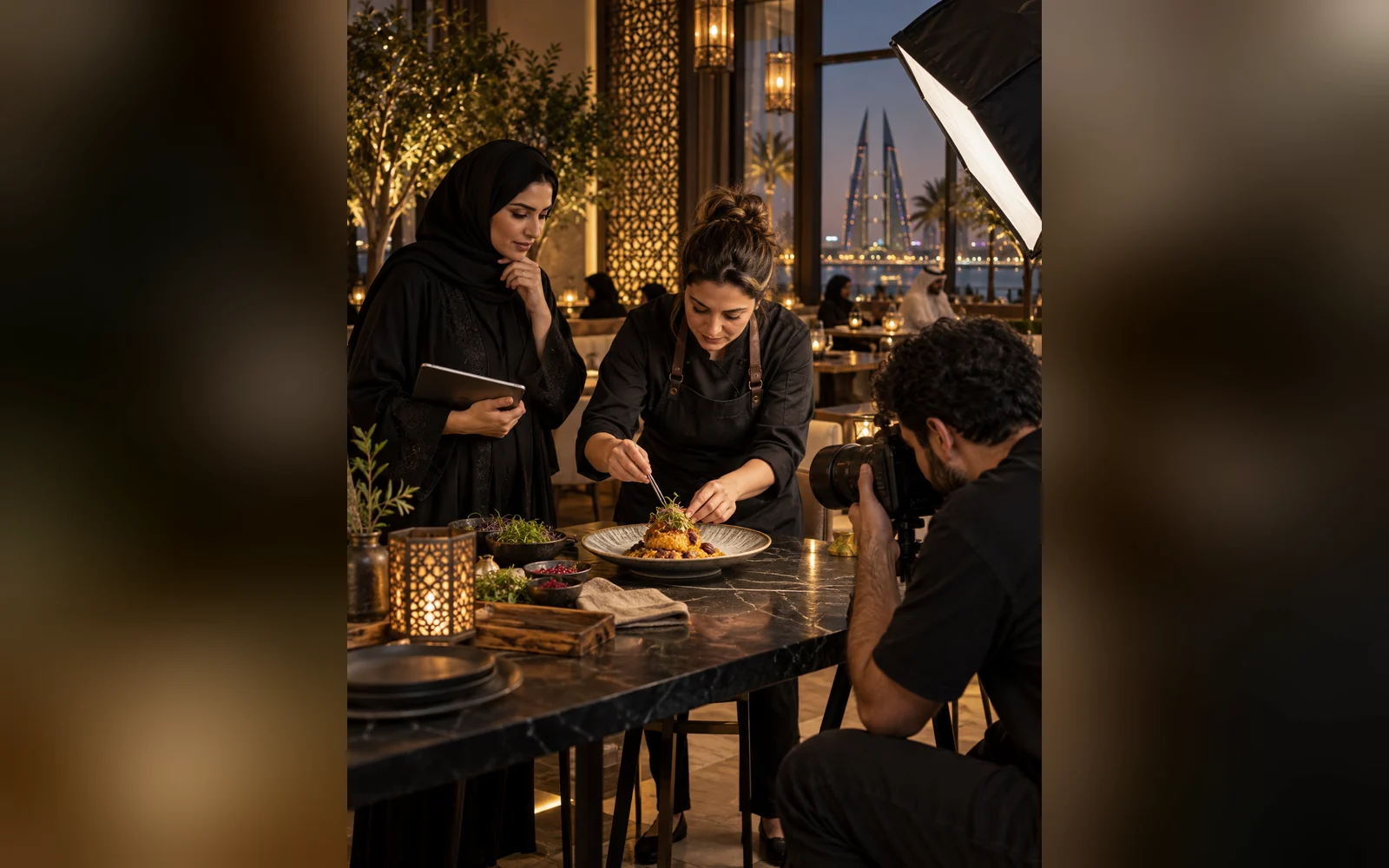 Creative team producing food photography for a Bahrain hospitality campaign