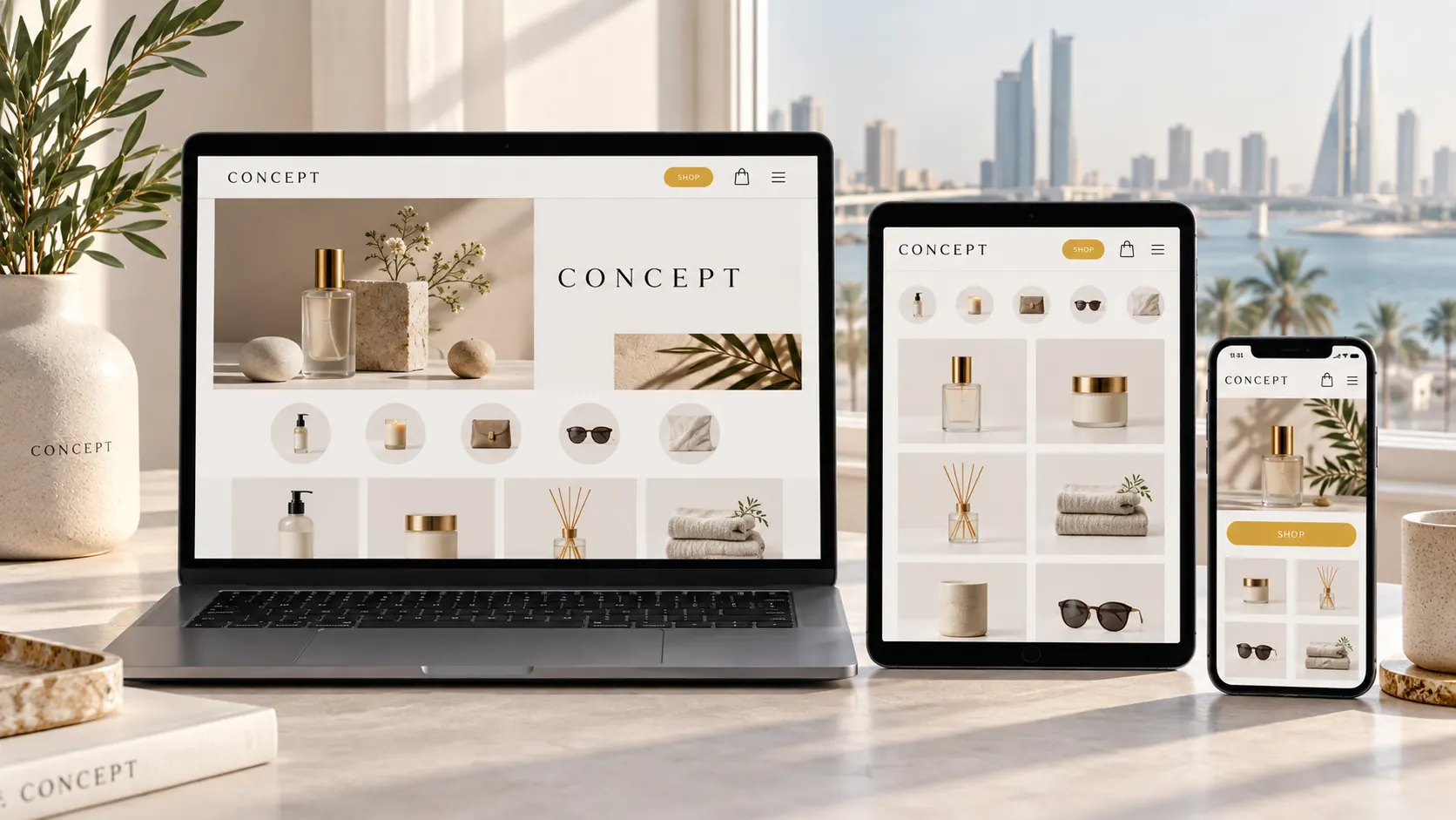 Sample responsive Bahrain ecommerce website and mobile app design concept