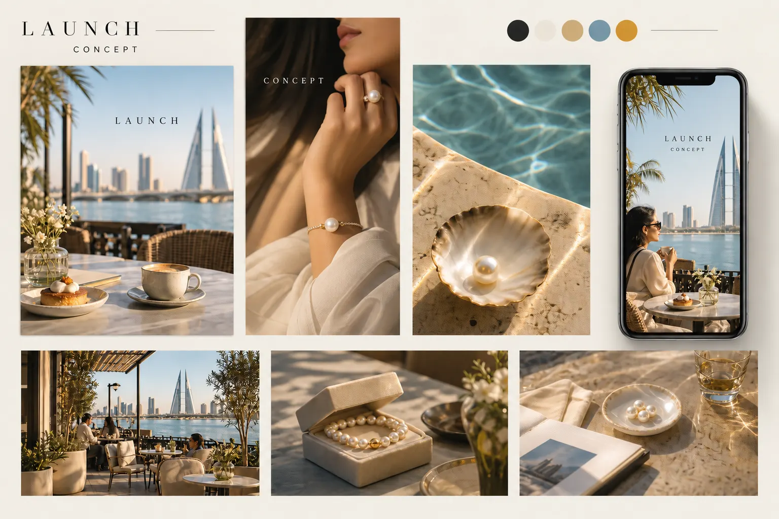Sample Bahrain social media launch campaign concept inspired by Manama waterfront lifestyle
