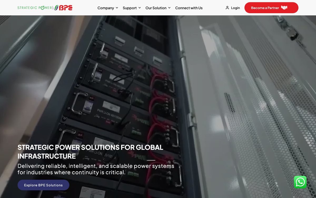 BPE website design by DigiStreet Media, an energy and power company website built in Webflow