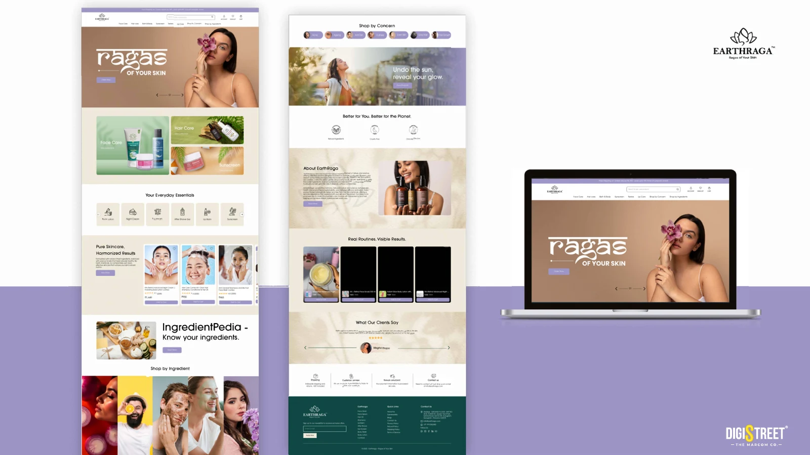 Earthraga website design presentation from DigiStreet Media's real client portfolio