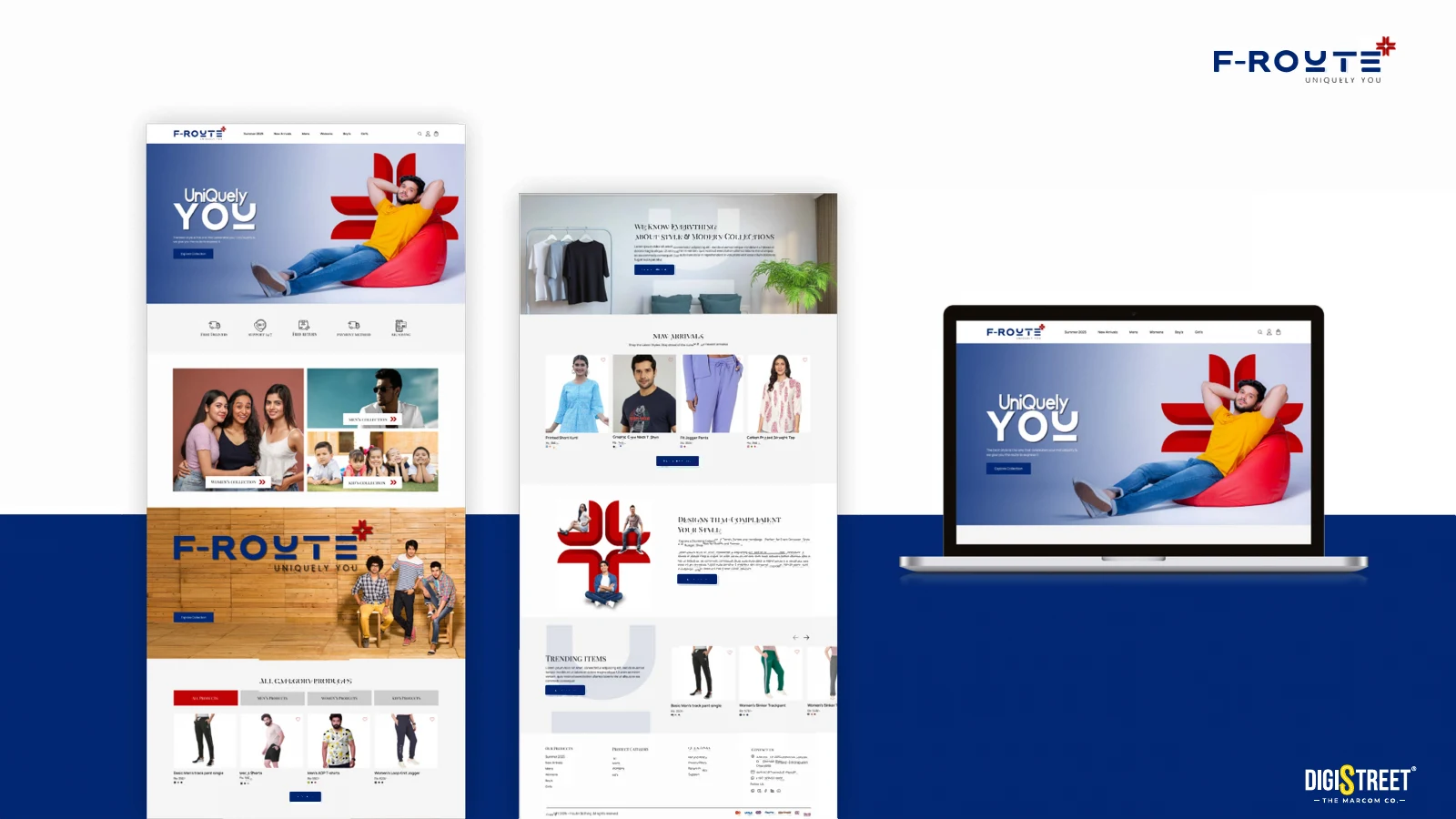 F-Route — Fashion ecommerce website presentation from DigiStreet Media's real work portfolio