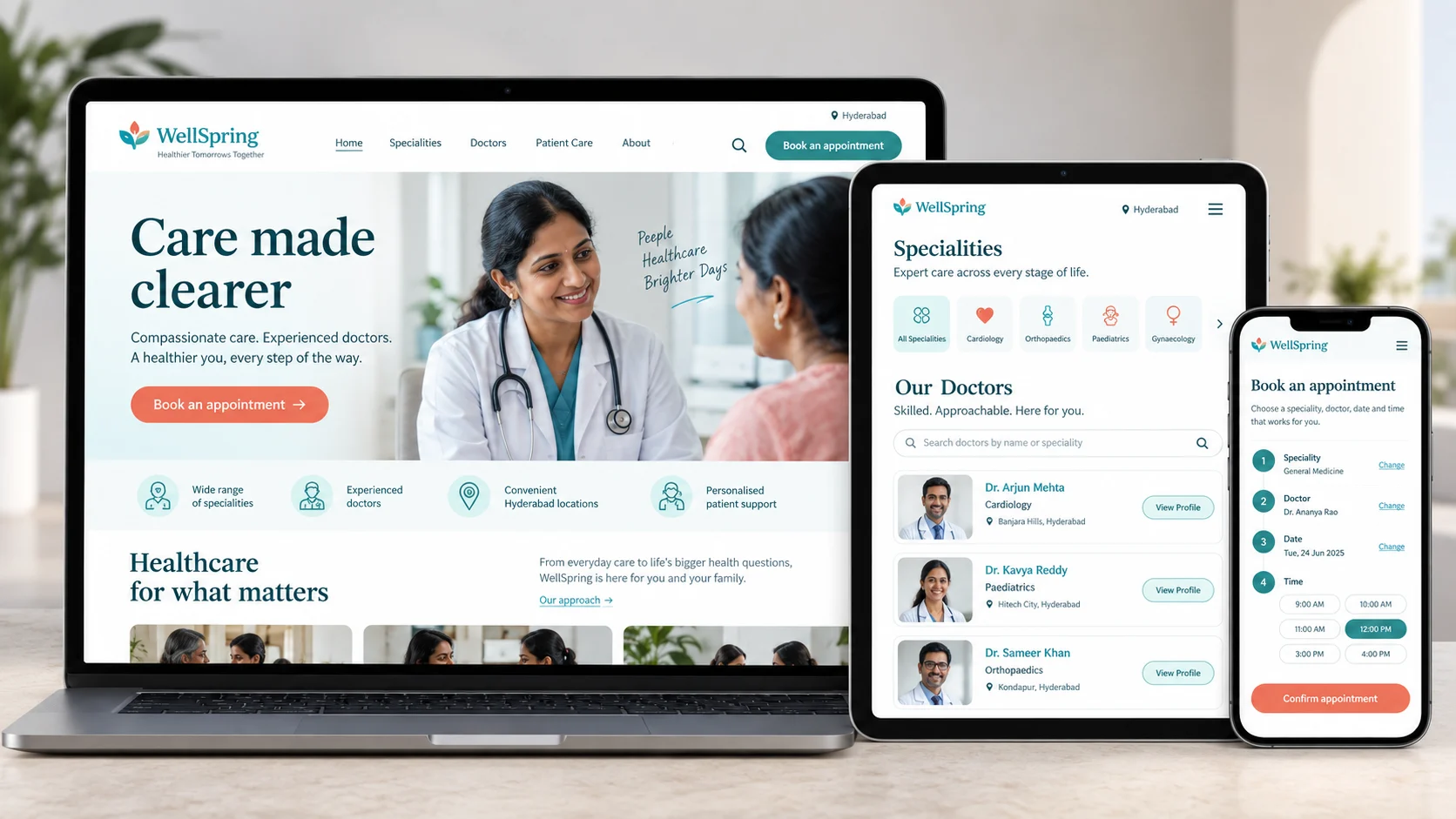 Hyderabad original responsive website design concept shown on desktop, tablet and mobile