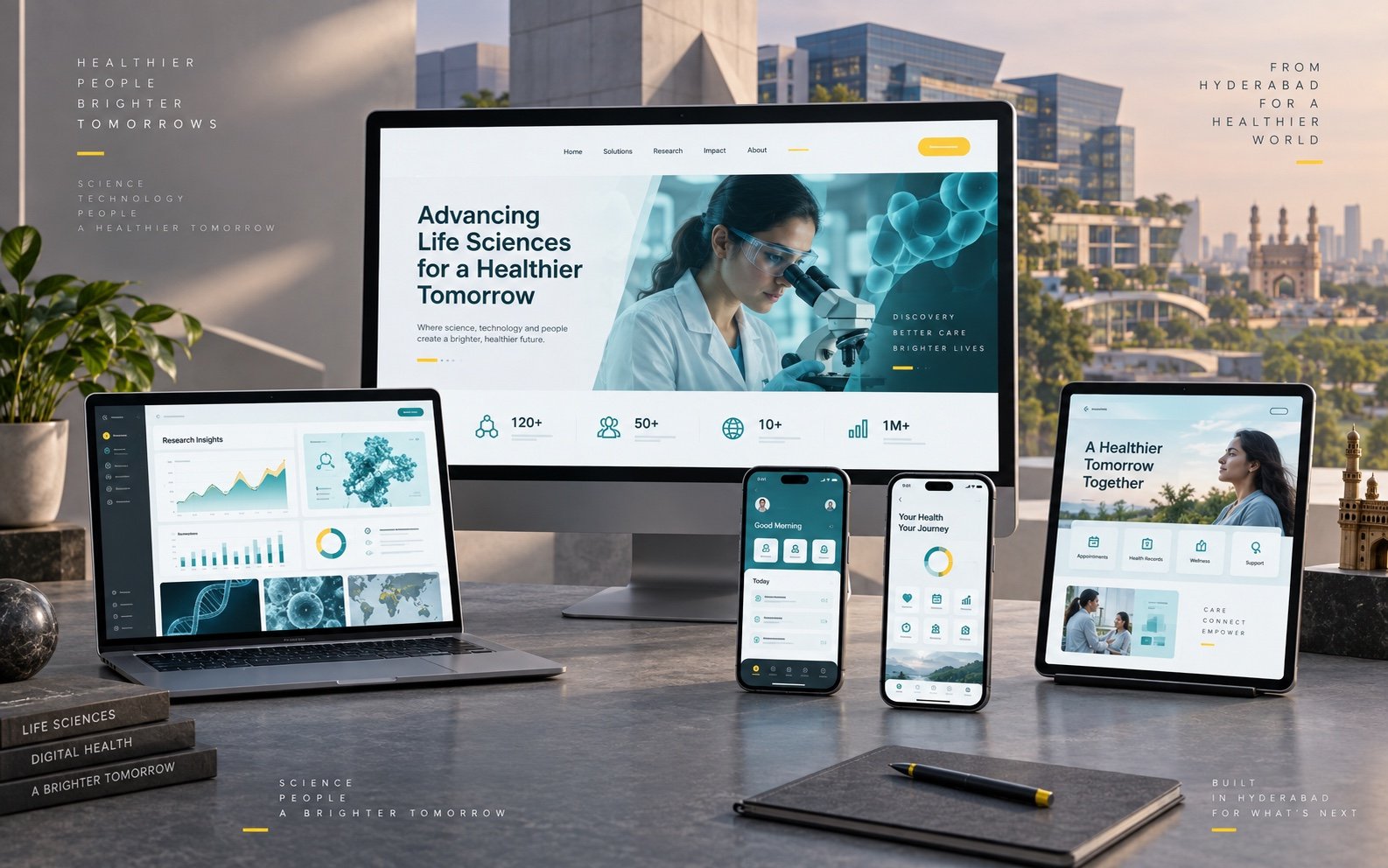 Sample Hyderabad life sciences website, health technology app, patient portal and analytics platform concept