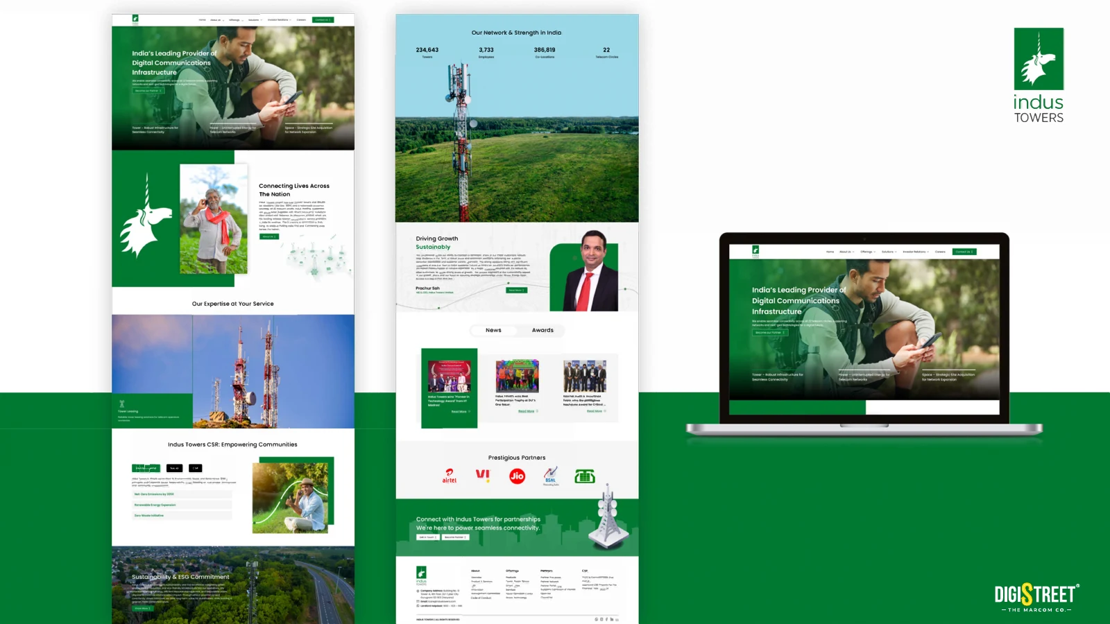 Indus Towers — Corporate website presentation from DigiStreet Media's real work portfolio