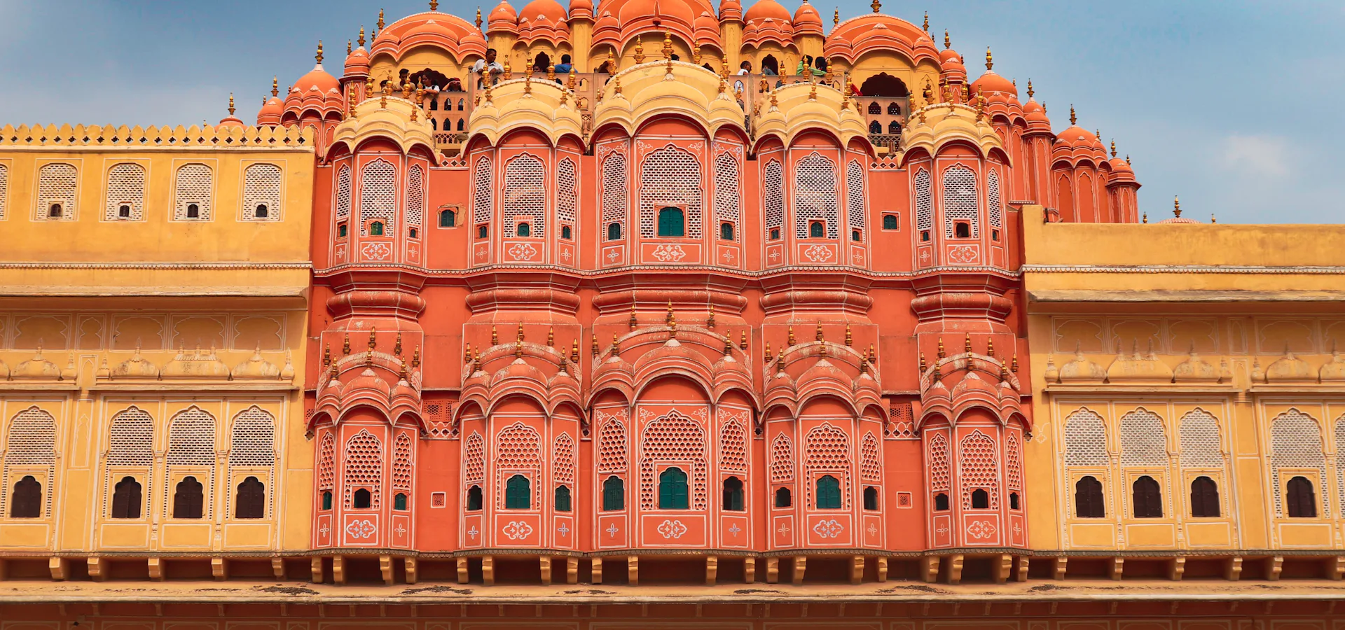 Hawa Mahal facade in Jaipur at sunset