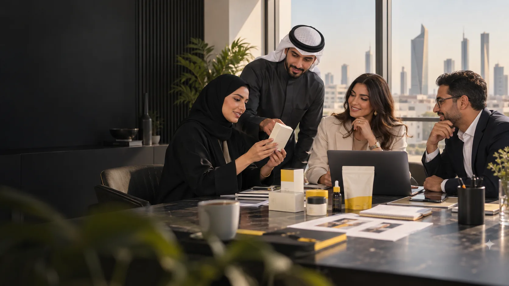 Kuwaiti ecommerce and marketing team planning a bilingual campaign in Kuwait City