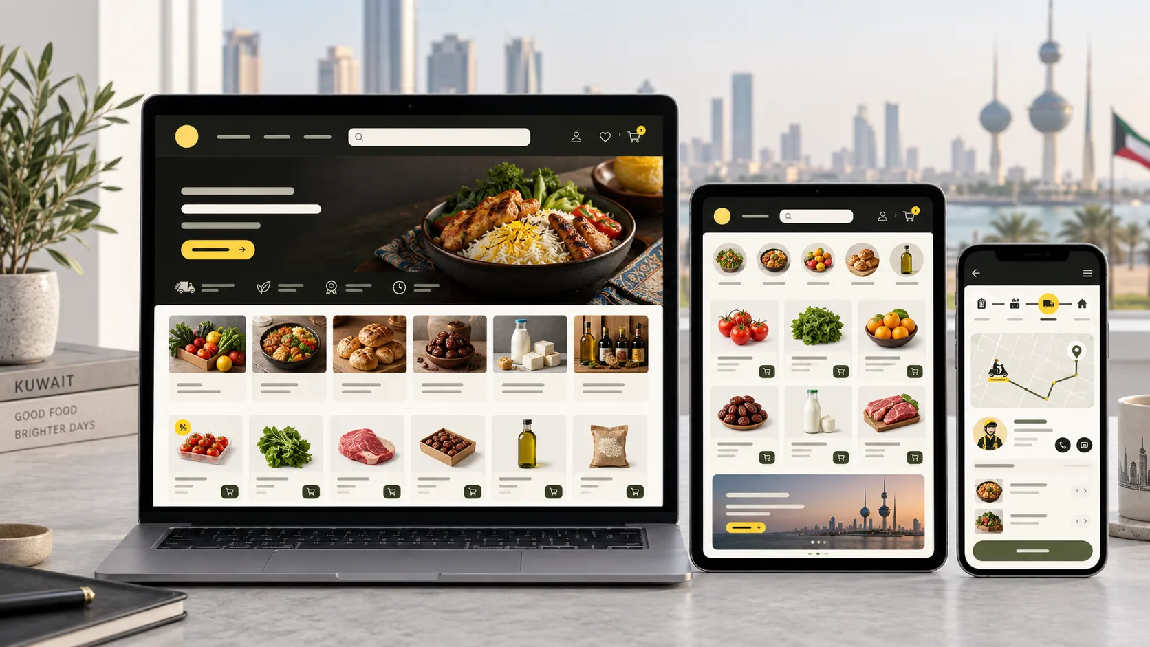 Sample responsive ecommerce and delivery application concept for Kuwait