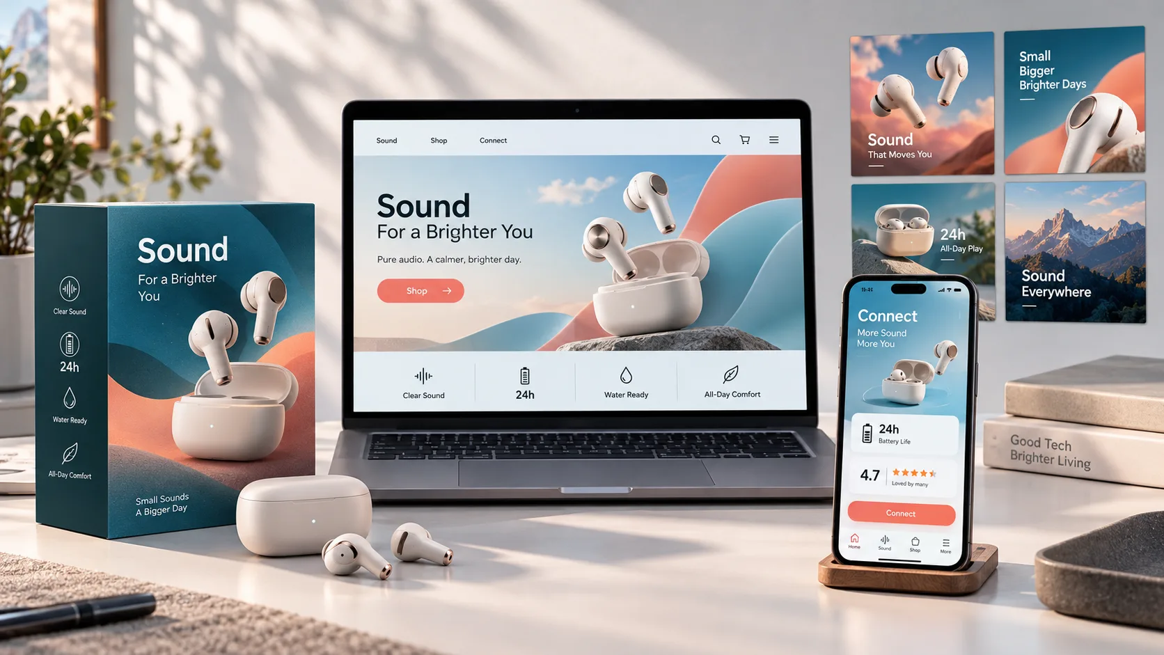 Sample Noida consumer electronics packaging, ecommerce website and mobile app concept