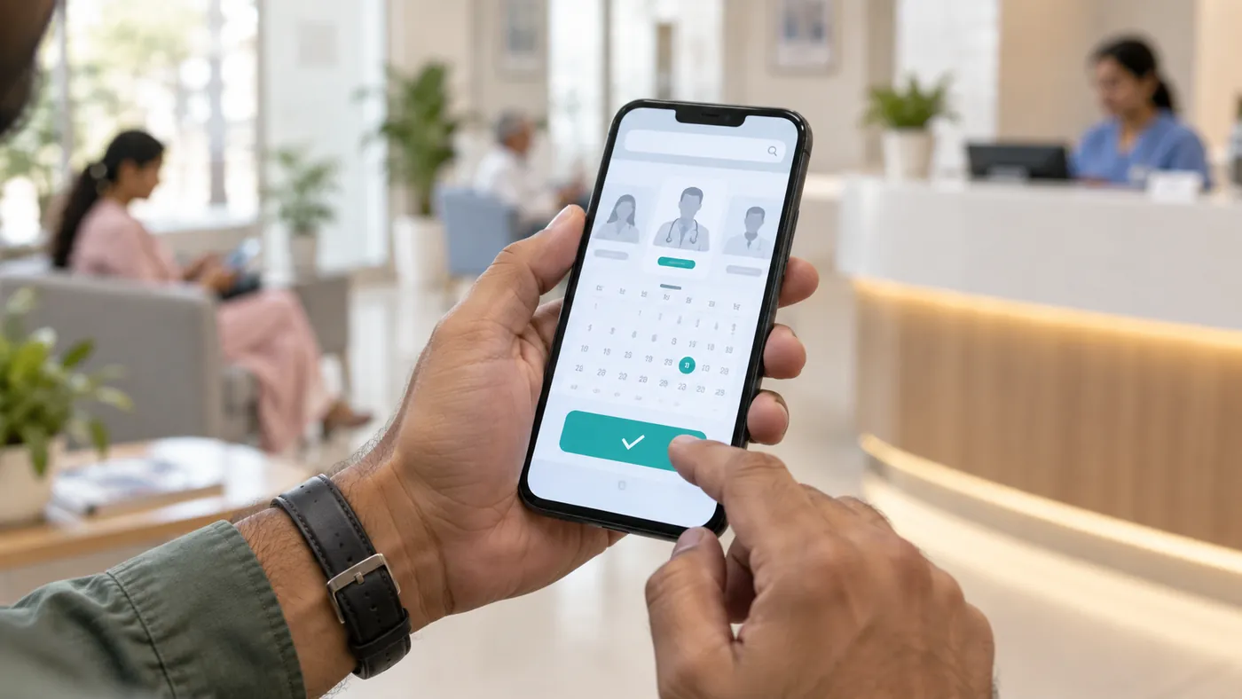 Patient booking app with a simple doctor selection and appointment calendar