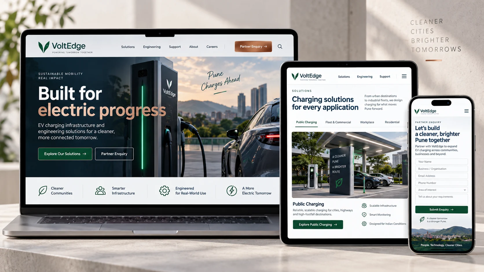 Pune original responsive website design concept shown on desktop, tablet and mobile