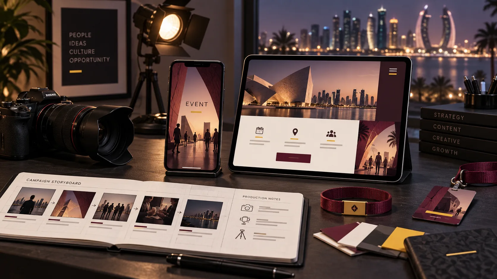 Sample event website and social media campaign concept for a Doha audience
