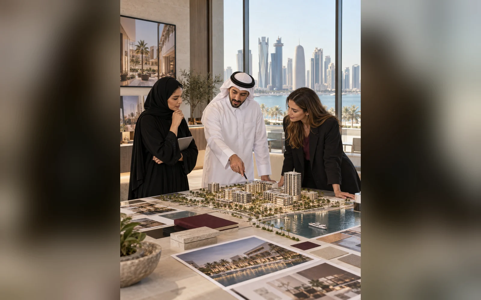 Qatar real estate team planning a property marketing campaign in Doha