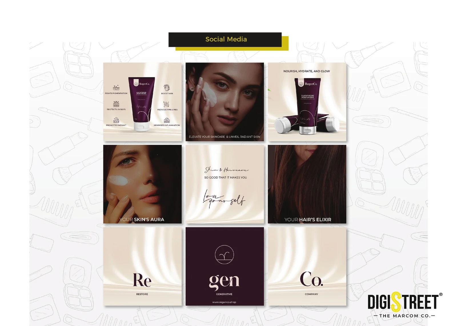 RegenCo skincare and haircare social media branding by DigiStreet Media
