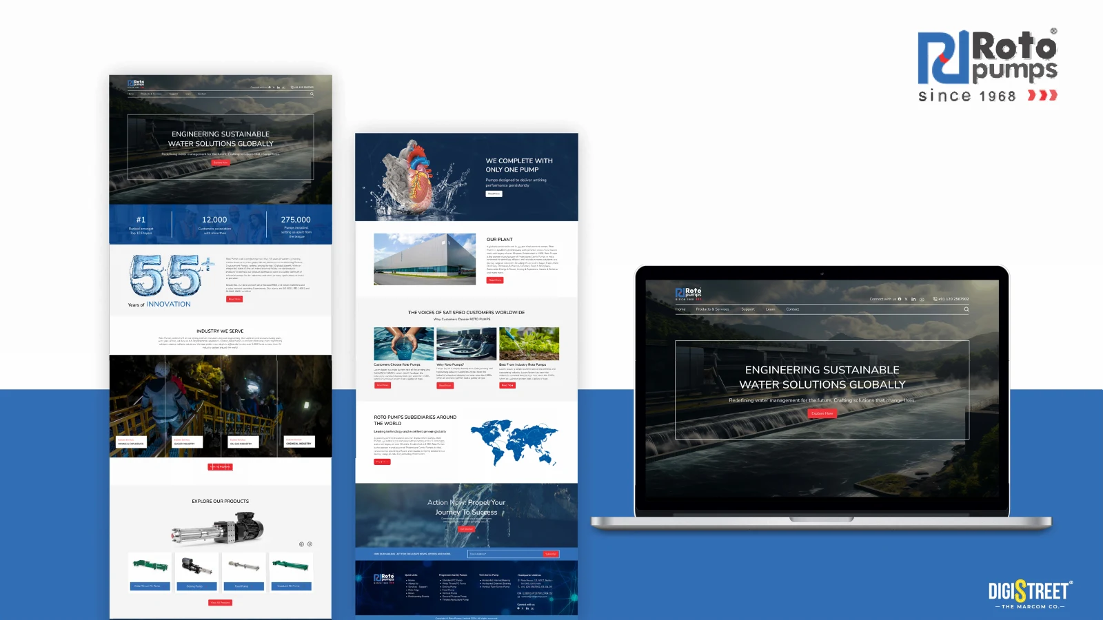 Roto Pumps — Engineering website presentation from DigiStreet Media's real work portfolio