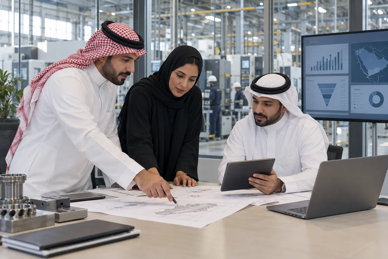 Saudi ecommerce marketing team preparing bilingual product content and fulfilment