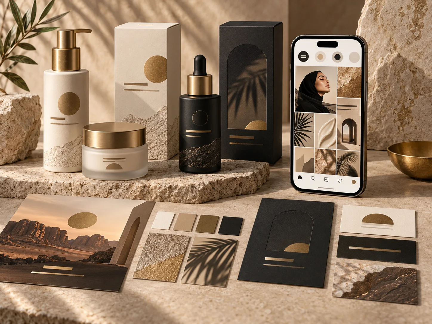 Sample Saudi skincare branding, packaging and social media campaign concept
