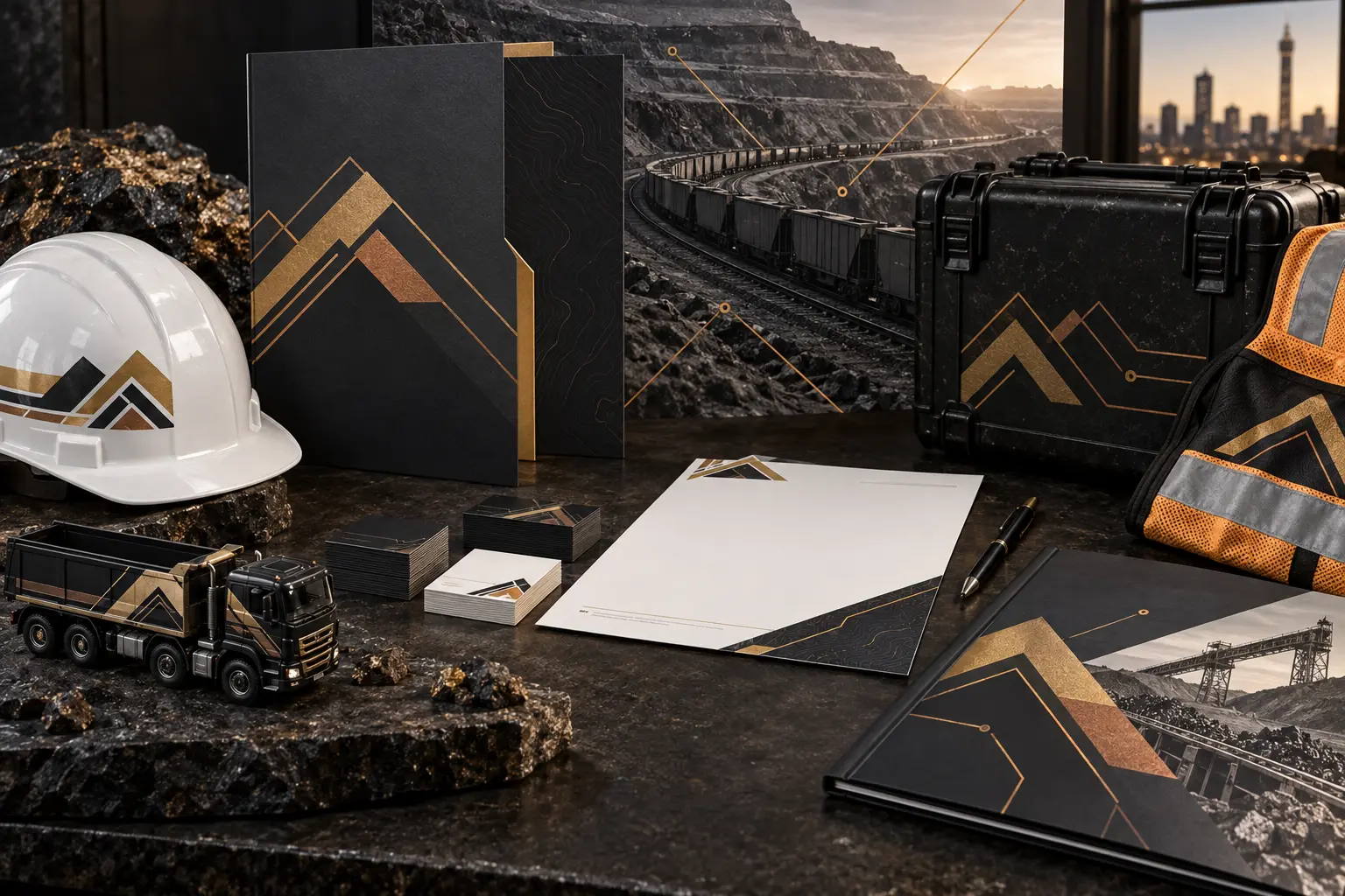 Concept branding collateral for a South African mining and logistics company