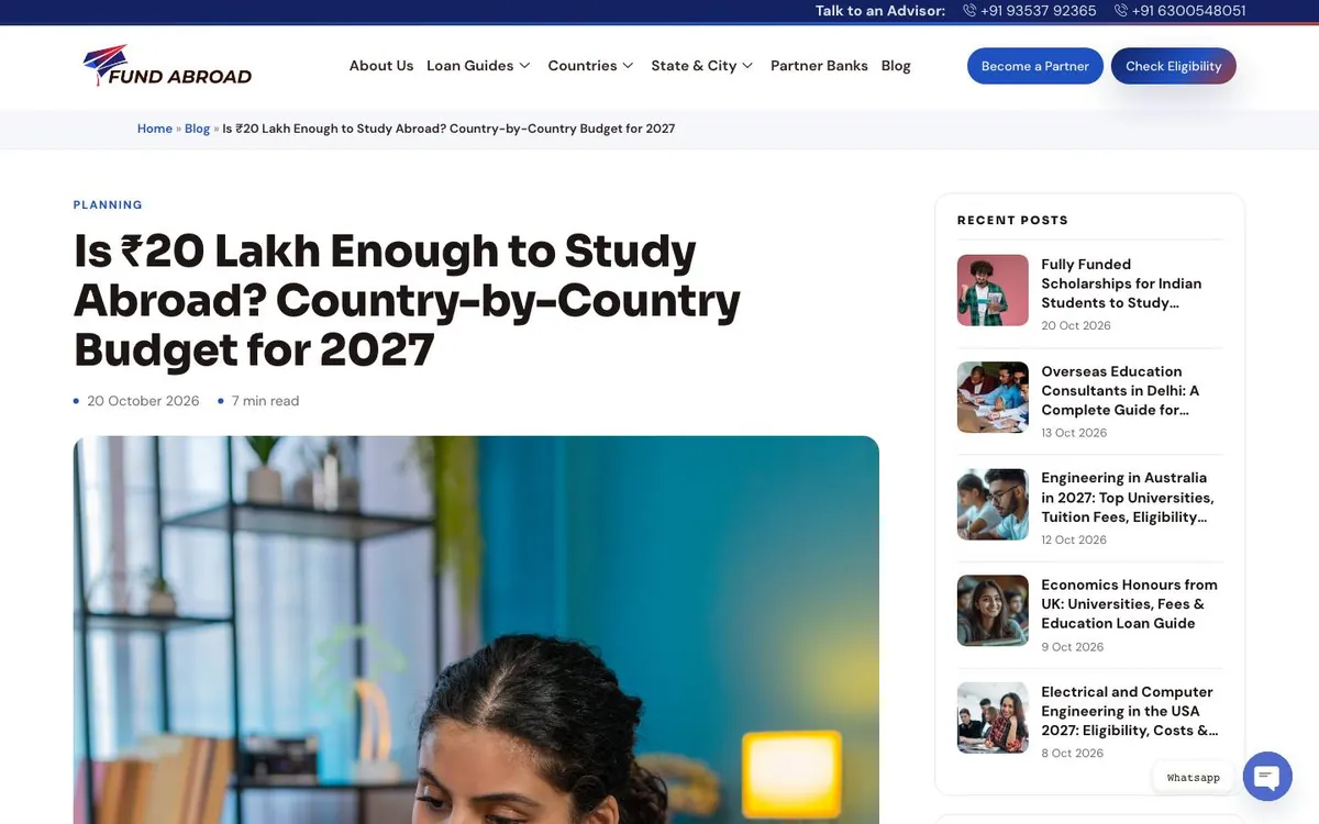 Fund Abroad website redesign case study: an old blog post page