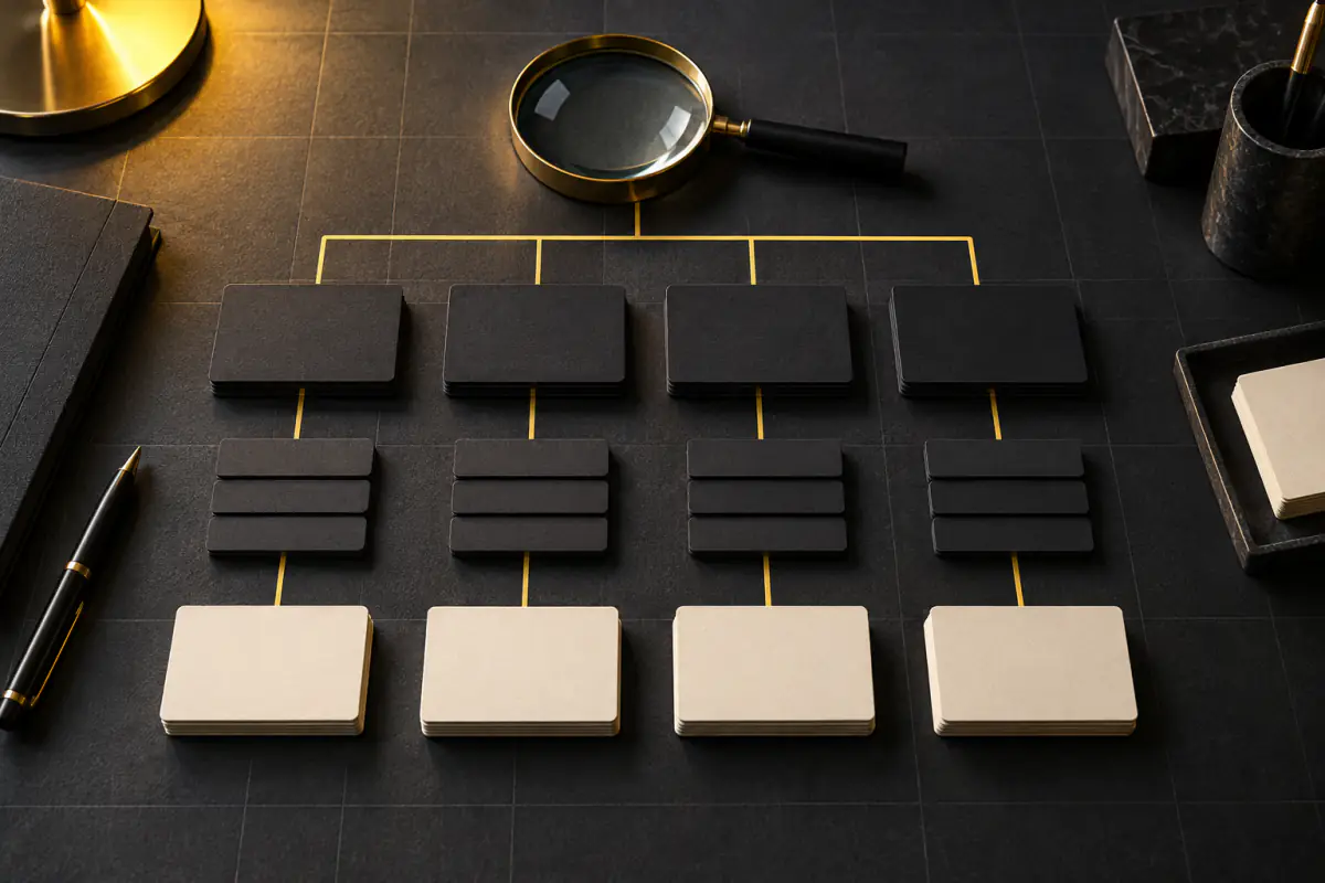 Search campaign structure mapped with keyword groups and landing pages