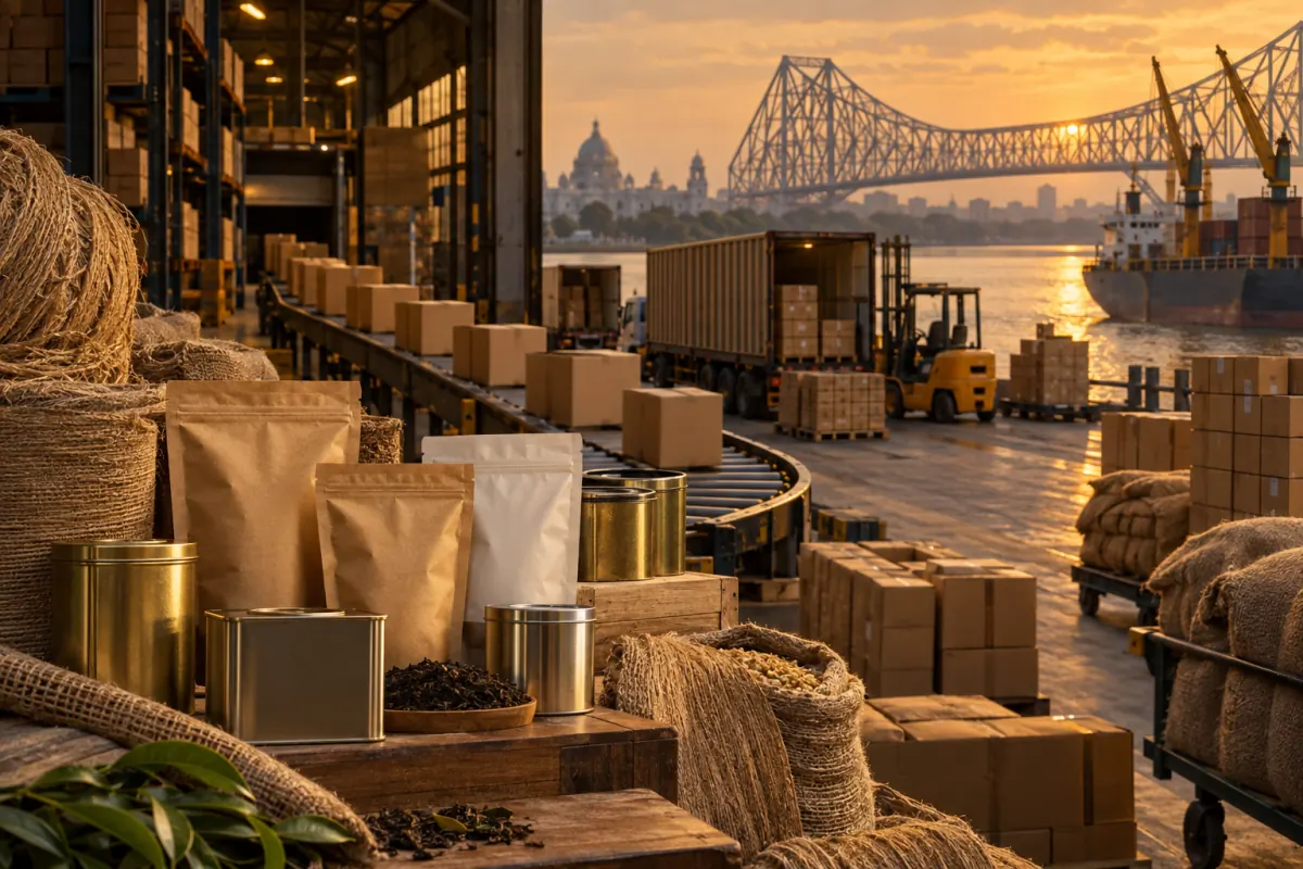 Consumer goods and distribution inventory arranged for a Kolkata business