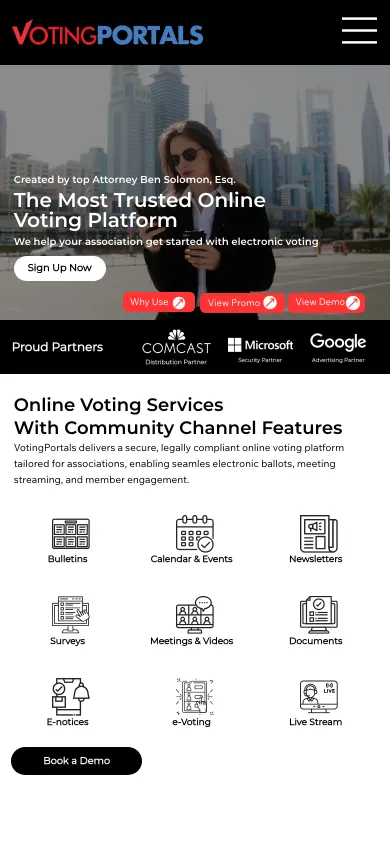 Voting Portals website on a phone