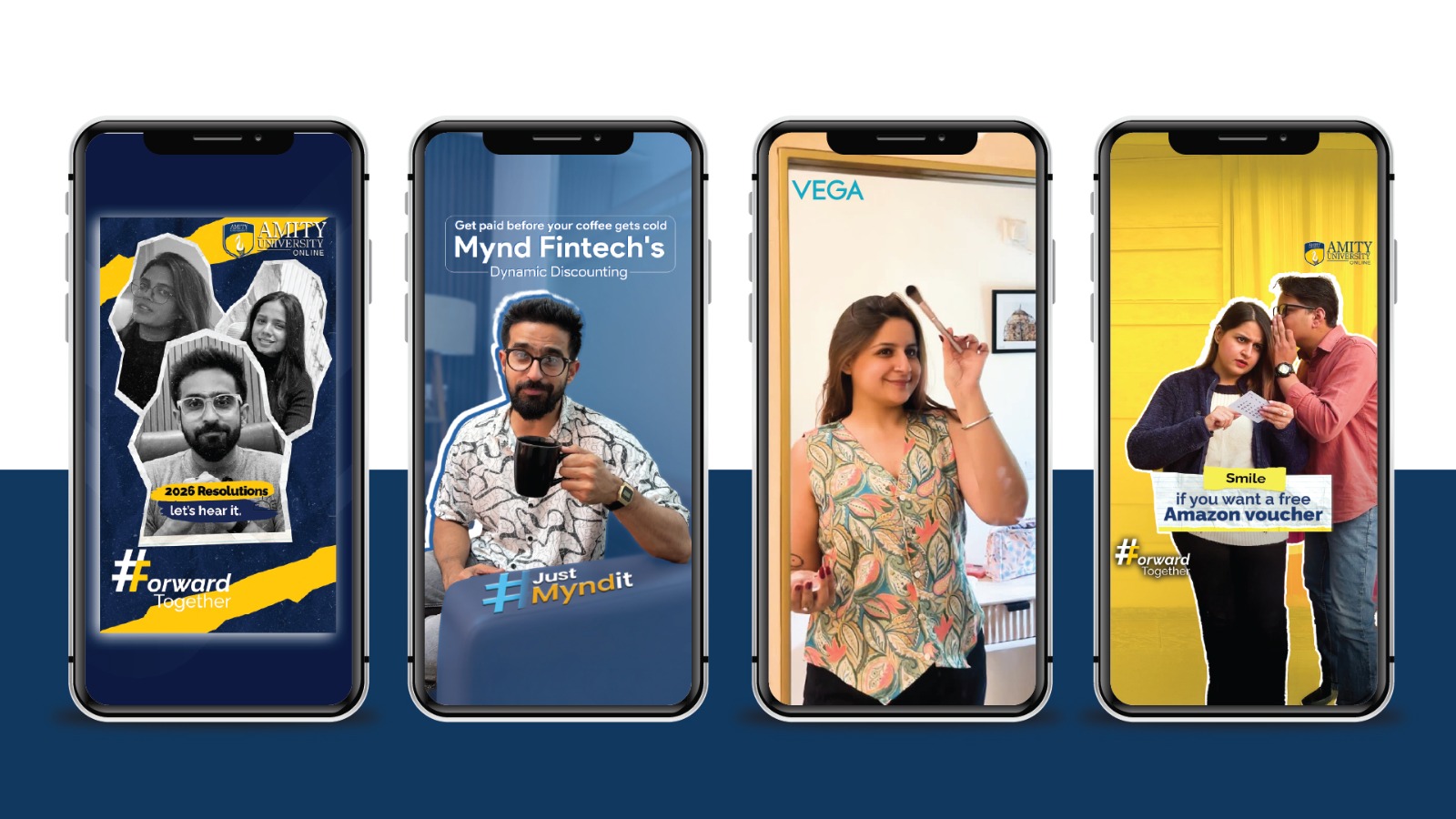 Digital video content production agency in Delhi India - DigiStreet Media short-form brand reels and social videos for Amity Online, Vega Beauty, Mynd Fintech and more