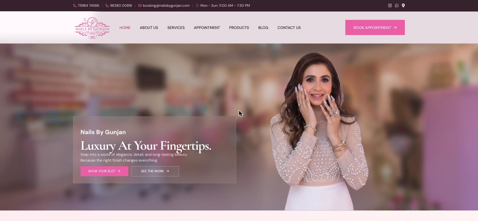 Nails By Gunjan luxury nail studio website revamp by DigiStreet Media
