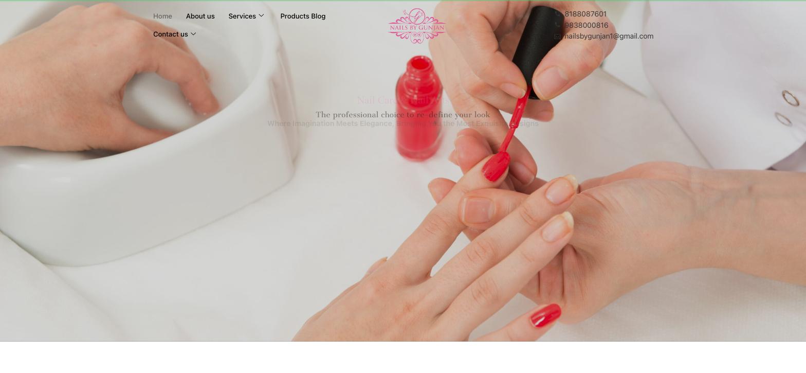 Nails By Gunjan old website at nailsbygunjan.in before DigiStreet Media revamp