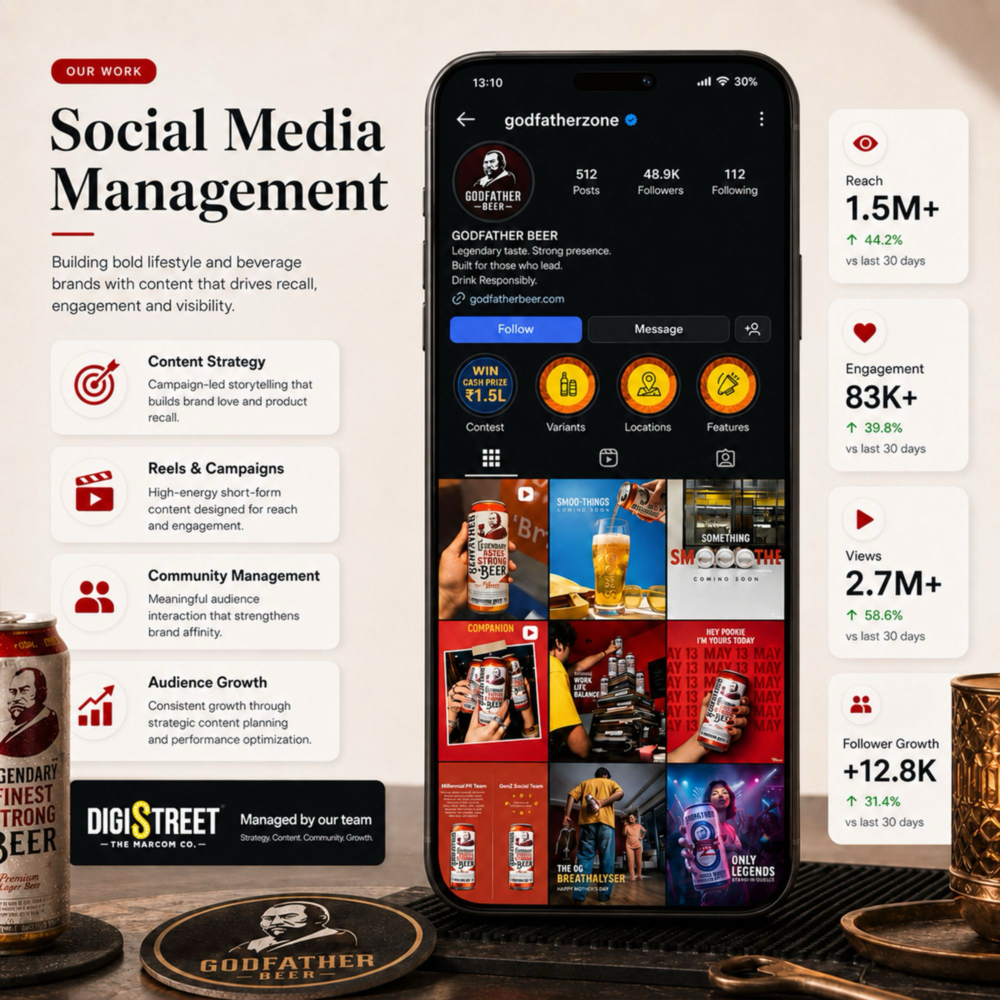 Godfather Beer Instagram social media management by DigiStreet Media